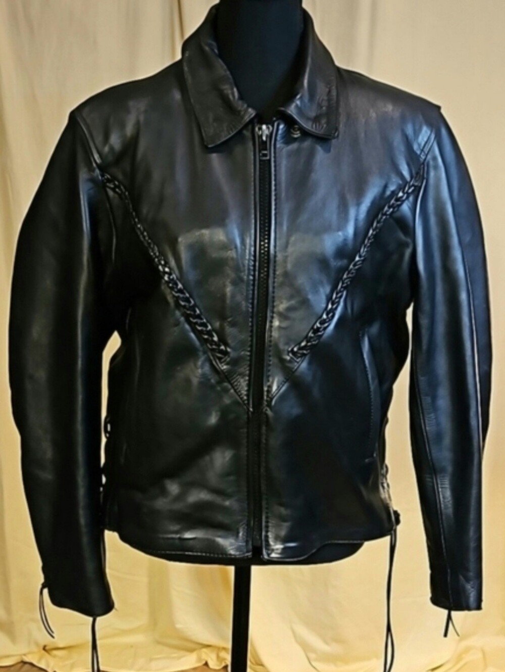 Vtg UNIK Leather Apparels Braided Motorcycle Riding Jacket Women's Medium - Picture 2 of 14